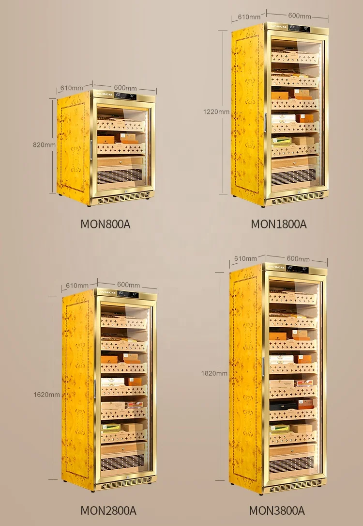 Hot Sale Cooler Cabinet Case Humidity Cooling No Frost Spainish Cedar Wood Cigar Humidor Home Storage
