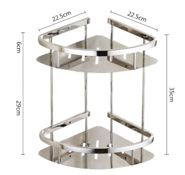 Adhesive Wall Corner Bathroom Shelf Stainless Steel Storage Rack for Toilet