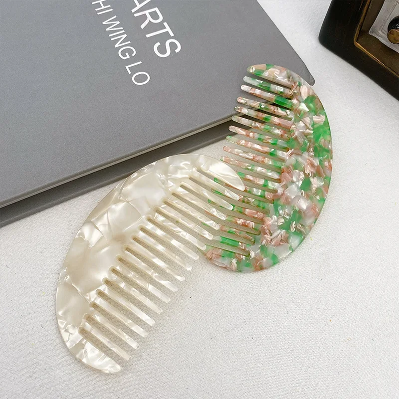 Customize Gift Anti Static Hairbrush Portable Marble Cushion Travel Wide With logo Tooth Comb  Cellulose Acetate