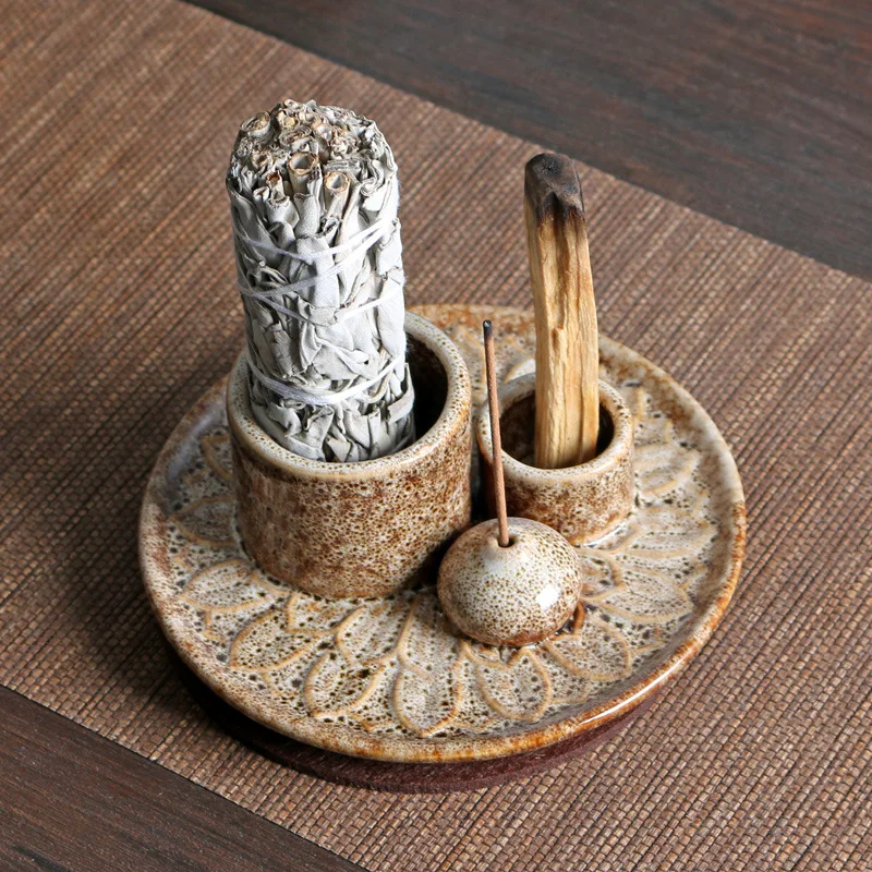 CELION 3 in 1 Incense Burner Holder Palo Santo Holder White Sage Holder for Burning
