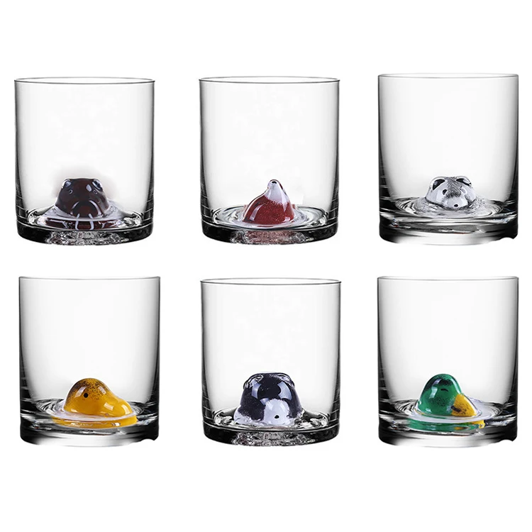 Colored 3D Animal Crystal Whiskey Glasses Creative Lovely Whiskey Wine Glass Wholesale Glassware