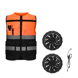 Two color High quality evaporative body outdoor work battery powered hi-vis cooling gel reflective safety vest for men