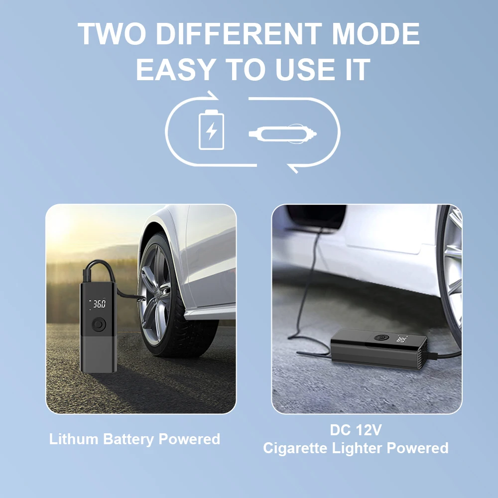 Mini Electric Automatic Wired Car Tire Inflator CE Electric 12v New Energy Car Air Inflator Pump Compressor with Emergency Light