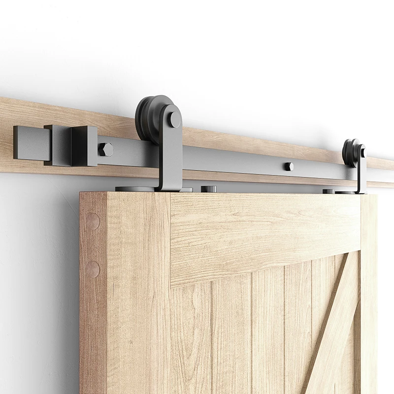 China wholesale SJ2002 6FT top mount sliding wood door Carbon Steel Barn Door Hardware Kit