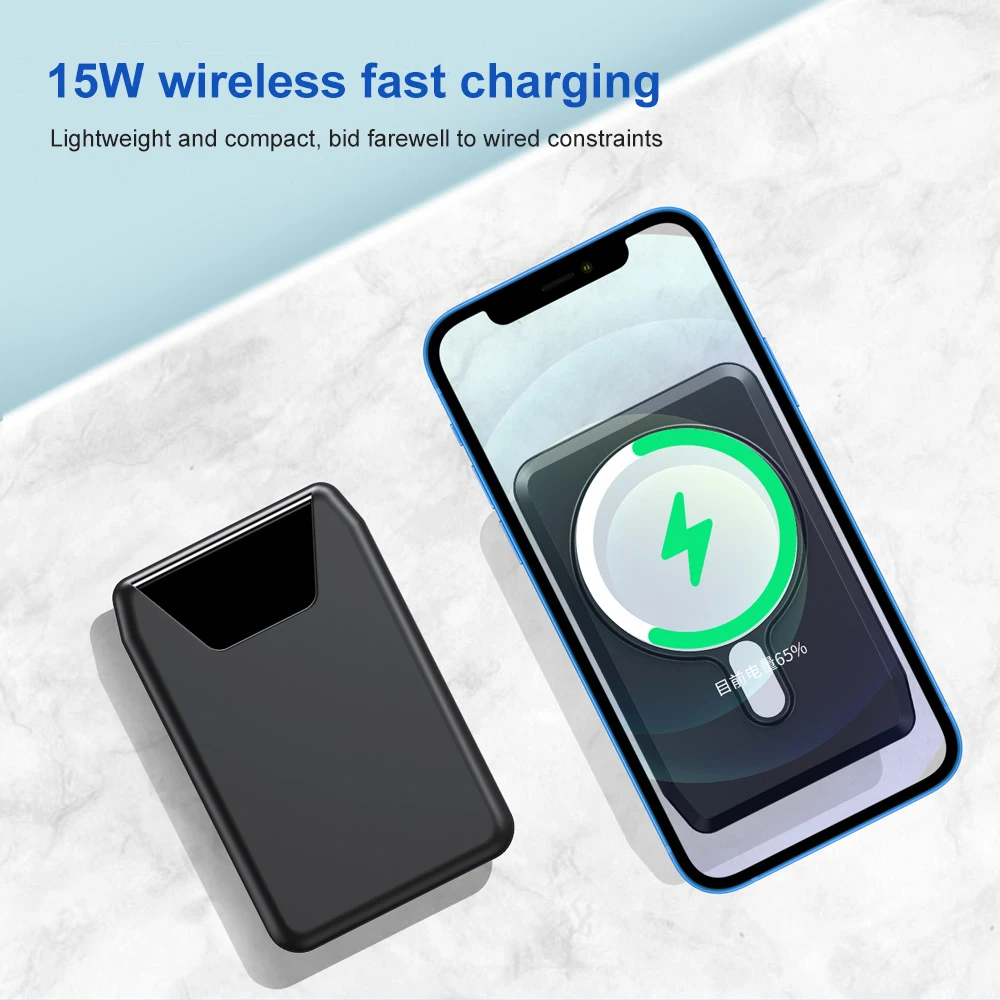 Portable 10000mah Battery Wireless Power Bank For Iphone 12 Power Bank Magnetic Charger