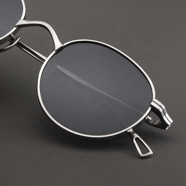 New Fashion Silver Adult Retro Vintage Round Sunglasses Men 100% Titanium Polarized Sunglasses Sun glasses Shades Oculos De Sol