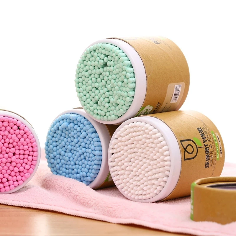 200PCS/Box Double Head Cotton Swab Bamboo Sticks Cotton Swab Disposable Buds Cotton For Beauty Makeup Nose Ears Cleaning