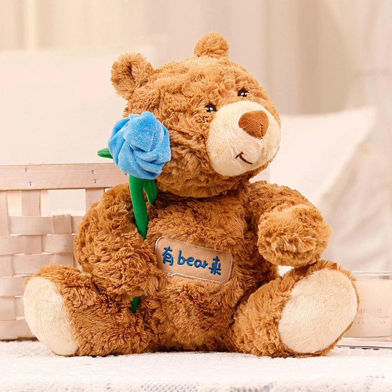 New different colors rose teddy bear plush toy Cute Kawaii girl bedside top hat birthday teddy bear doll