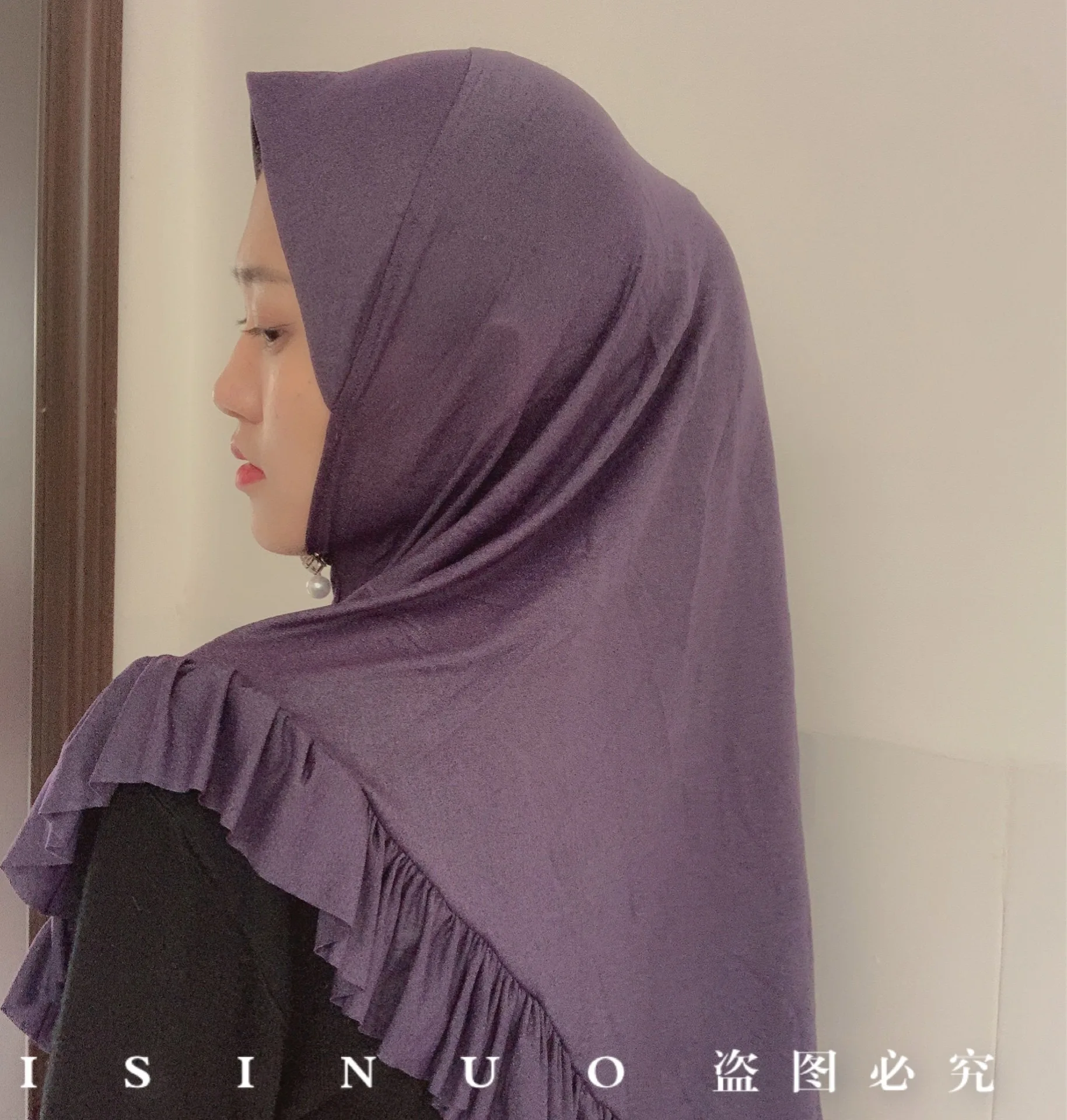 2020 new design one piece pull on muslim hijab with crinkle borders amira instant hijab islamic scarf XDH094