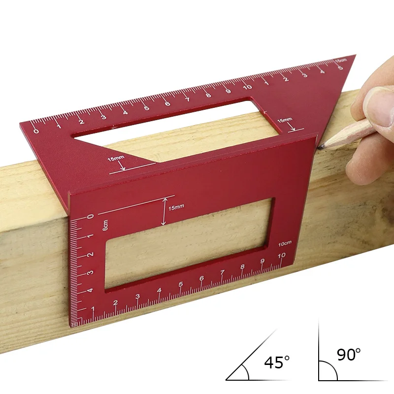 High Precision Triangle Ruler Aluminum Alloy 45 90 Degrees Woodworking Measure Tool Combination Square Angle Ruler