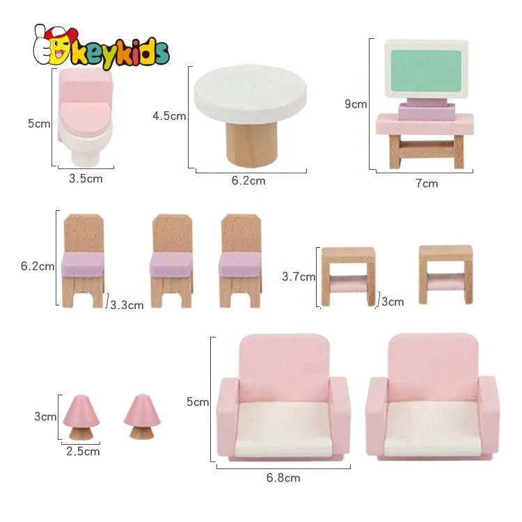 2021 New released children wooden miniature room kits for pretend play W06A388