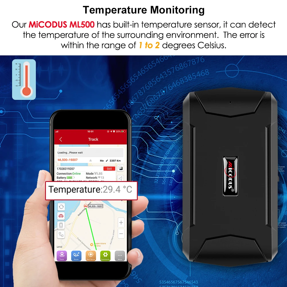 Датчик температуры MiCODUS ML500 ML500G в режиме реального времени 2G 4G Автомобильный GPS-трекер локатор водонепроницаемый Магнит Gsm устройство слежения Gps