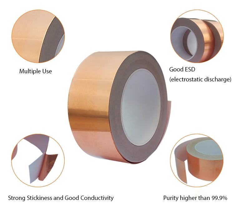 High Quality Top Selling 2 In Copper Foil Tape Cupper Foil Tape Stained Glass Copper Foil Tape