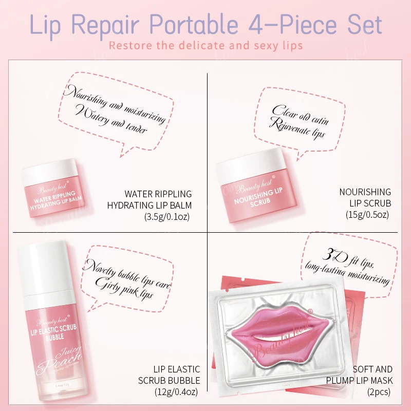 OEM Beauty and Personal Care Korean Style Good Lip Scrub Bubble Lip Care Set for Repairing Lip Skin