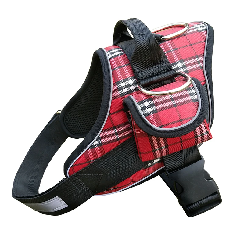 Custom Logo Luxury Dog Harness Wholesale Adjustable Reflective Soft Small Big Pet Clothes Harness Set With Pocket