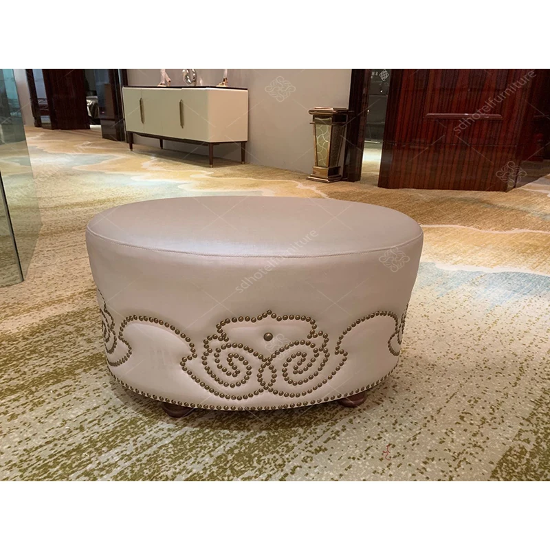 Large Round Hand Knitted Ottoman Foot Rest Pouf Ottoman Rangement for Living Room