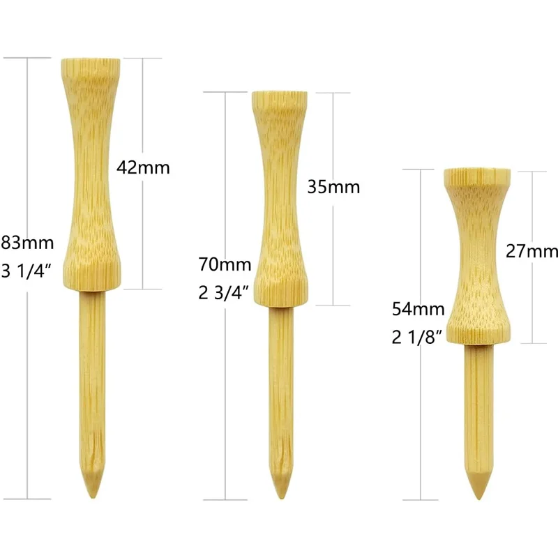 Custom made Step Down Golf Tees 100 Count Wooden Natural colors Bamboo Golf Castle Tees