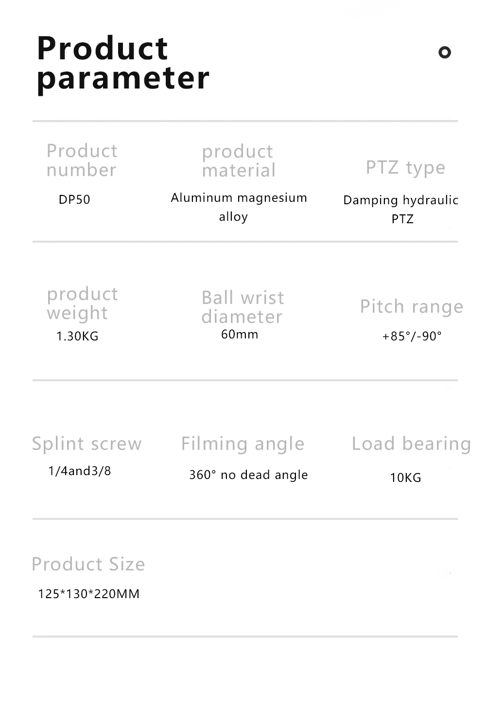 BZ DP50 hydraulic pan/tilt camera tripod professional accessories for camera hydraulic pan/tilt tripod interview