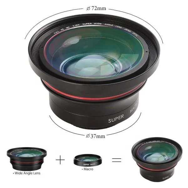 0.39X Super Wide Angle Lens Camera Lens for Video Camera Camcorder dia.72mm Lens
