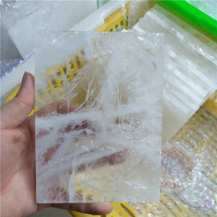 hand carved natural rock clear quartz crystal slice standard size crystal plate for sale