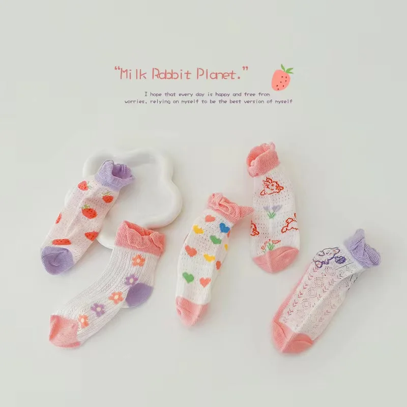 summer unique cute socks cartoon kids socks puppy cotton thin children wholesale kids socks 5 pairs/set