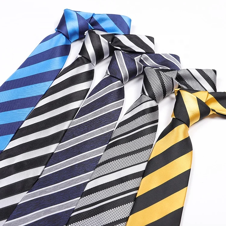 Best selling 7 types neck tie polyester ties black and white stripe necktie