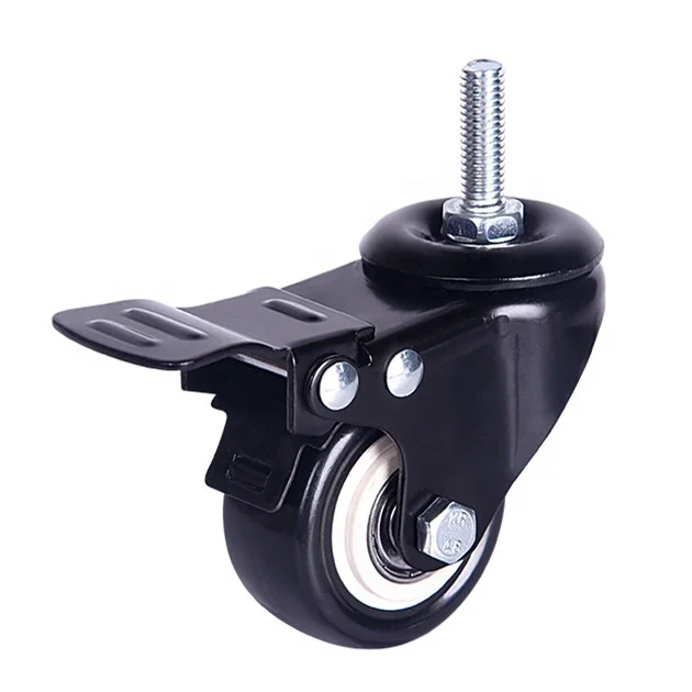 100mm PVC/PU /TPR Hot sale light duty gold drill double locking Swivel caster Wheel