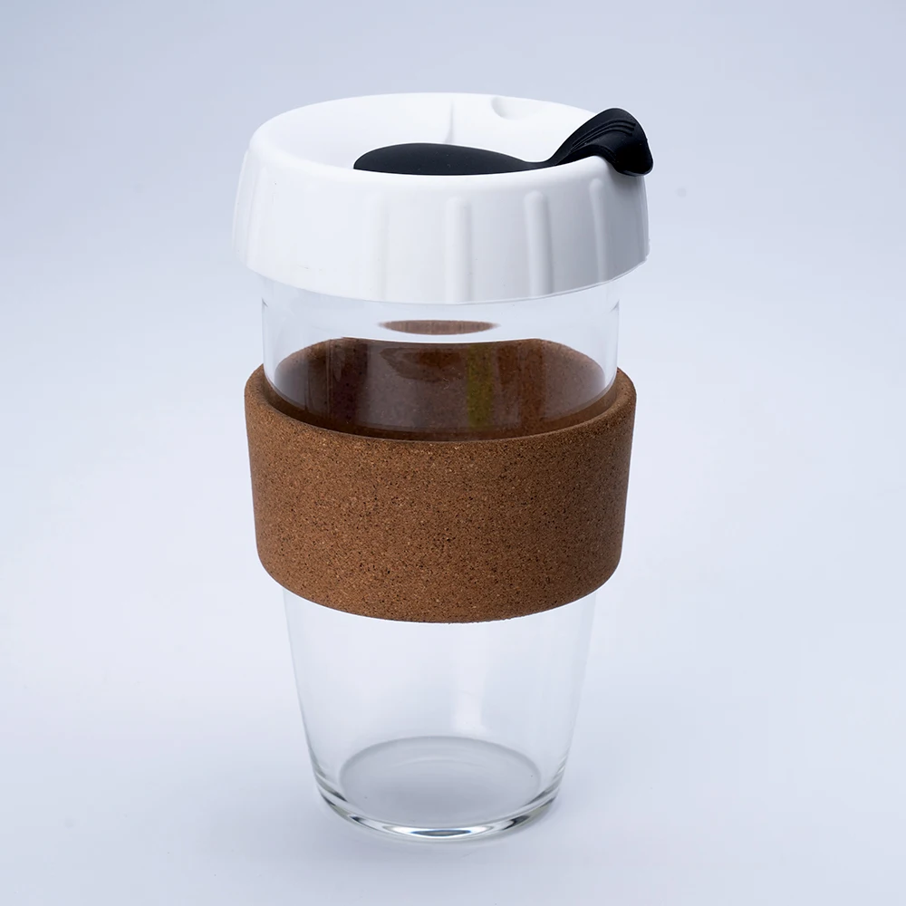 12 oz Custom Personalized Glass Water Cup Heat Resistant Silicone Glass Coffee Cup with Lid and Sleeve