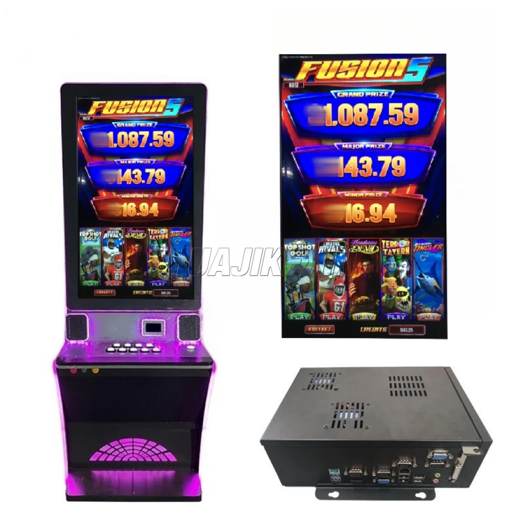 HJKX High Quality New Fusion 5 PCB Board Game 5In1 Multi Game 43 Inch Touch Screen Monitor Button Game Cabinet