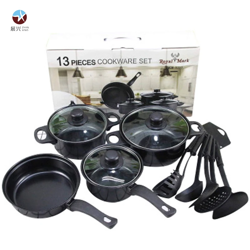 Top Supplier Wholesale 13 Piece Set Nonstick Cookware Stock Pot Stew Pan Frying Pan Multi piece Kitchen pans set