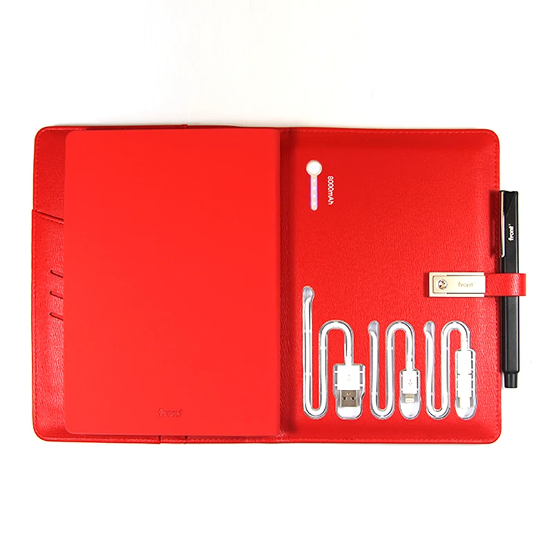 
FRONT wholesale 2020 diary with powerbank notebook wireless multifunctional 16G usb notebooks 