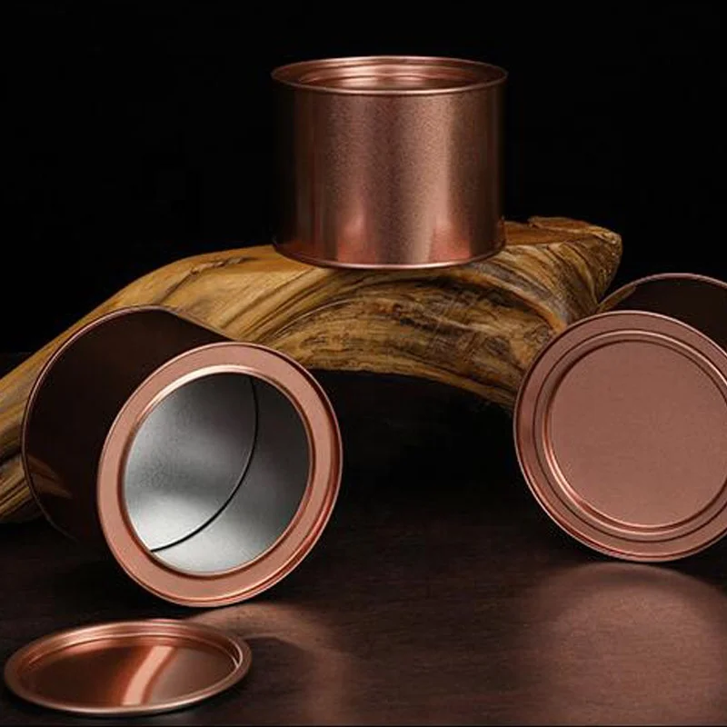 Tinplate Airtight Tin Jar Round Tea Can with Penny Lever Lids Snack Container