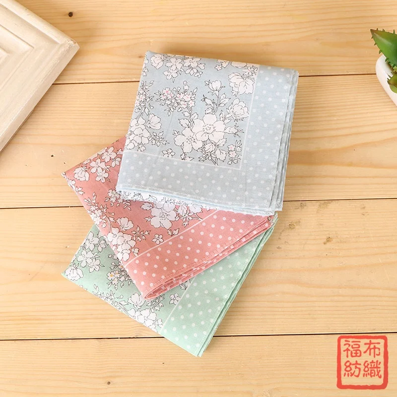 Wholesale Cotton Ladies Japanese For Flower Print Japanese Style Handkerchief For Women