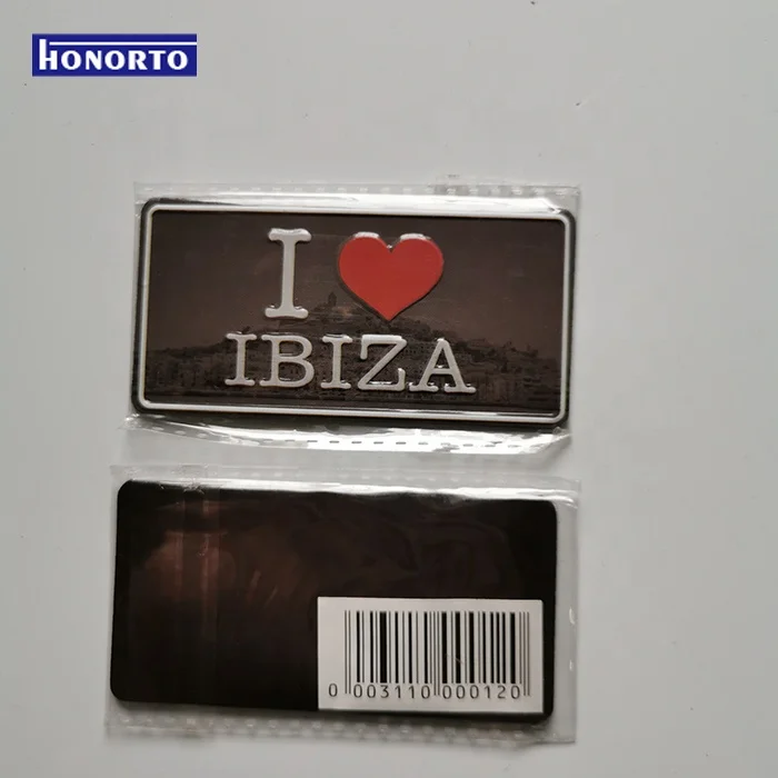 Factory Customized Island Name Souvenir Promotional Metal License Plate IBIZA Fridge Magnet