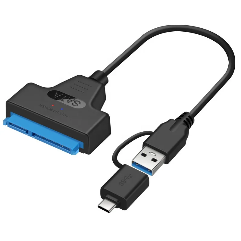 2 in 1 USB 3.0 and USB C To SATA 5Gbps Computer Hard Driver Adapter Cable for 2.5 inch HDD and SSD