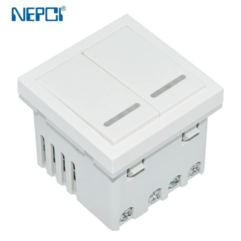 NEPCI 100-20VAC wall mounted receiver switch module 45x45mm XJY-QB-71-2R 2 gang smart remote Control Switch