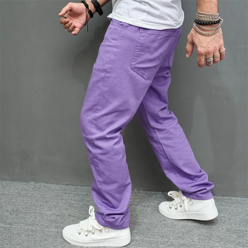 BB-J808-55 Fashion purple wax denim mens ripped hemp jeans men
