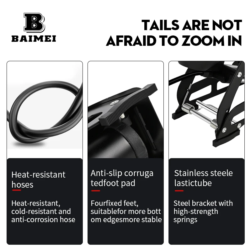 The factory directly supplies Baimei foot-on high-pressure double-barrel pump, convenient car, motorcycle, bicycle, household
