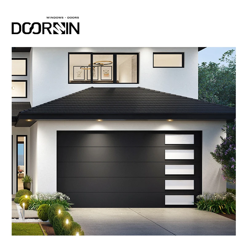 Doorwin Automatic Intelligent Operation Security Rolling Doors Full View Tempered Glass Aluminum Garage Doors