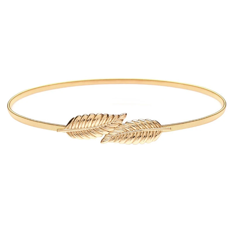 For Women Dress Skinny Luxury Elastic Waist Metal Chain Gold Belts