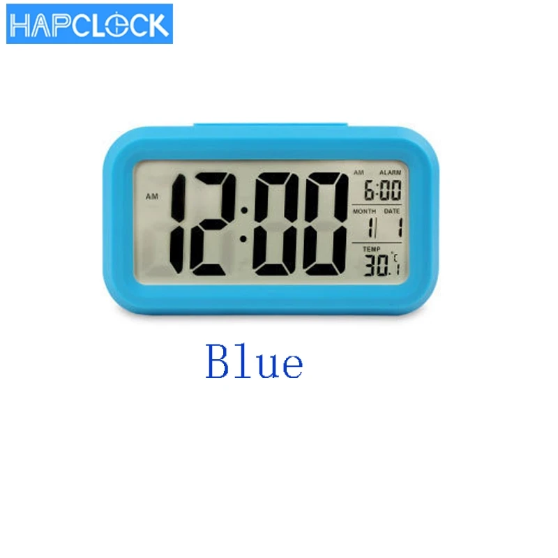 Smart with Day Date Temperature Alarm and Backlight Desk Table Clock with Snooze LCD Travel