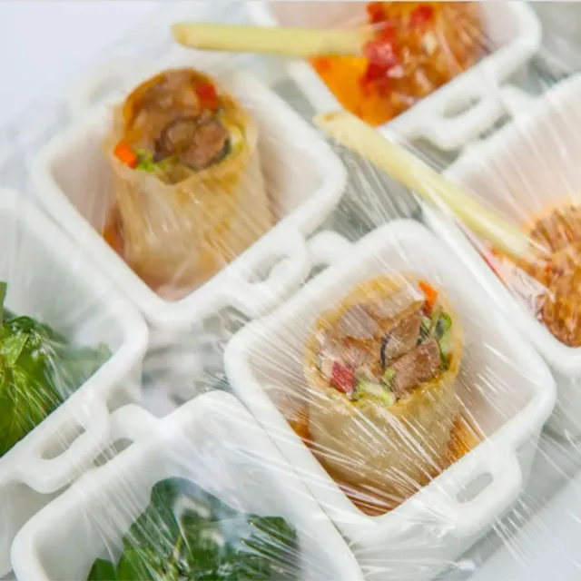 Plastic Wrap Cling Film for Food PVC Free Stretch Film Customized OEM Roll Food Grade Transparent Moisture Proof Soft Household