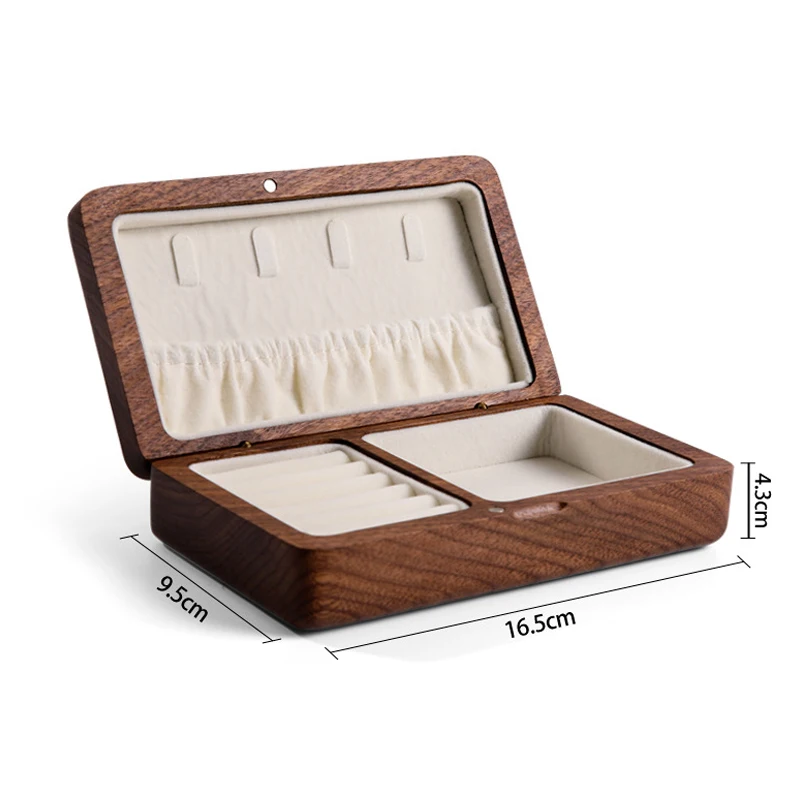 Оптовая продажа, однотонные дорожные простые серьги-кольца из ореха, безделушка, портативные ювелирные изделия из фланели, деревянные подвески и серьги, комбинированная коробка