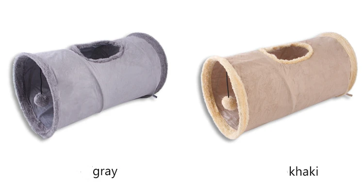 Pet Collapsible Cat Tunnel Cat Toys Play Tunnel Durable Suede Hideaway Pet Cat Crinkle Tunnel with Ball