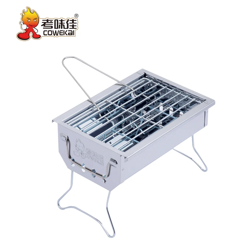 Оптовая продажа, настольный мини-гриль для барбекю на заднем дворе, портативные складные Грили из нержавеющей стали для барбекю на древесном угле