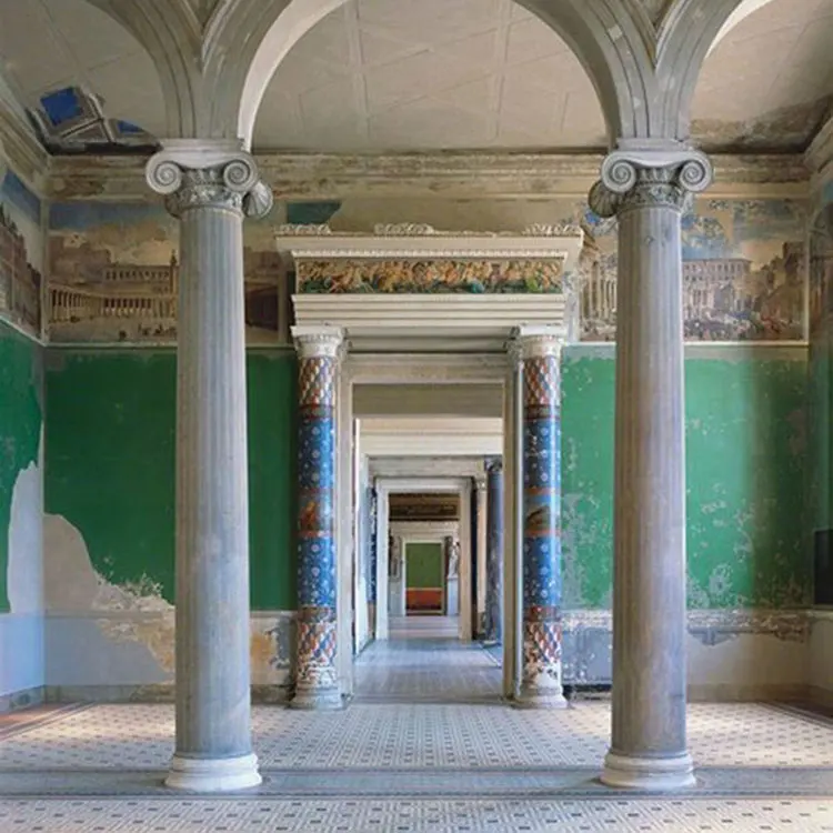 Large Size Outdoor Classical Natural Stone Roman Round Marble Column Pillar For Wholesale