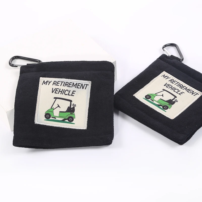 Custom Golf Ball Towel 3D Embroidery Logo Polyester Eco Friendly Golf Towel Design