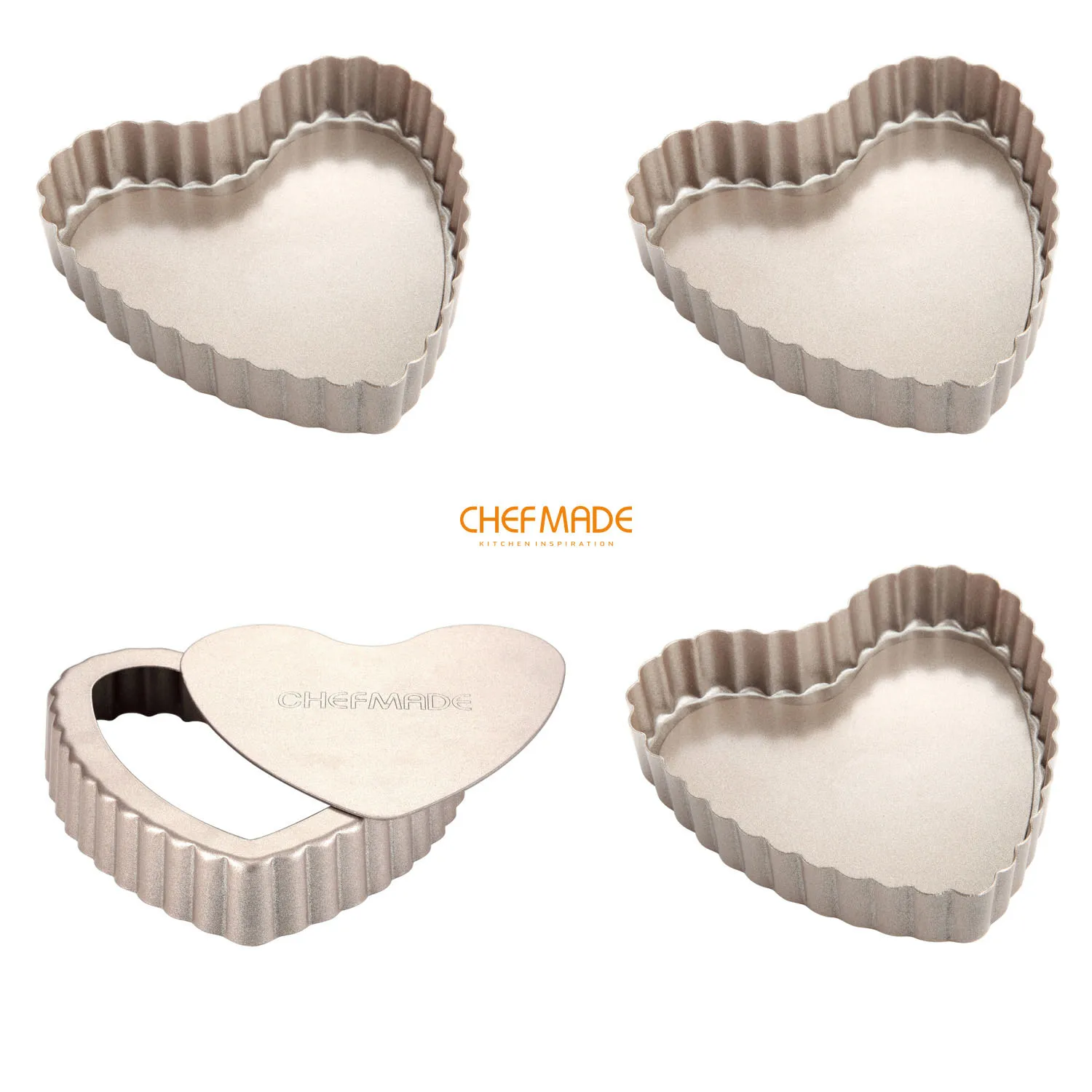 high quality safe set 4 of carbon steel Mini Heart-shaped cake pan tart pan