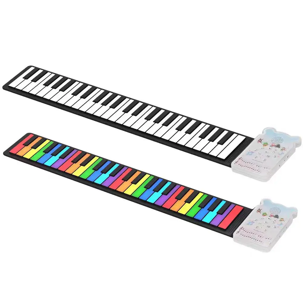 Hot Selling Portable 49 Keys Rainbow Keyboard Roll up Piano Musical Instrument Toy for Kids Electronic Organ Gift