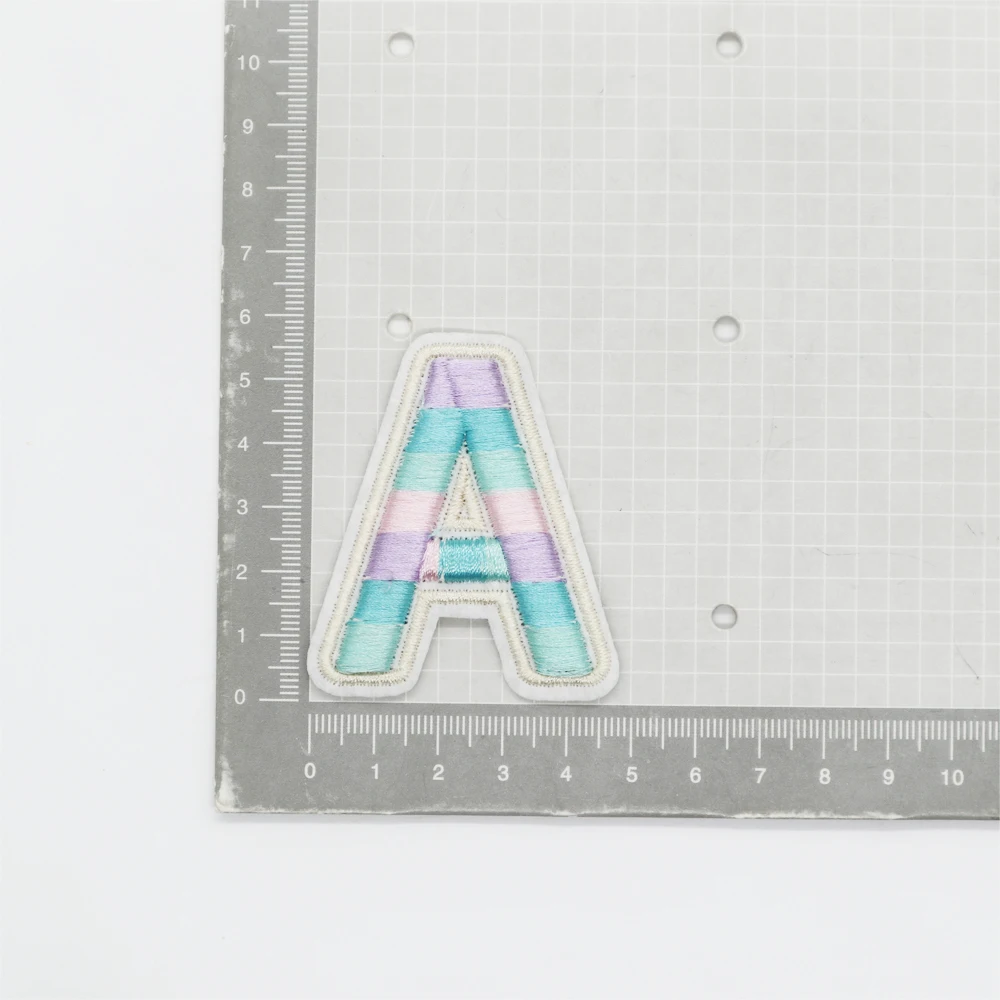 New Arrival Creative Rainbow A-Z Alphabet patches Embroidery Letter Patches Iron On for Bags/Clothes/Hats Accept Custom design